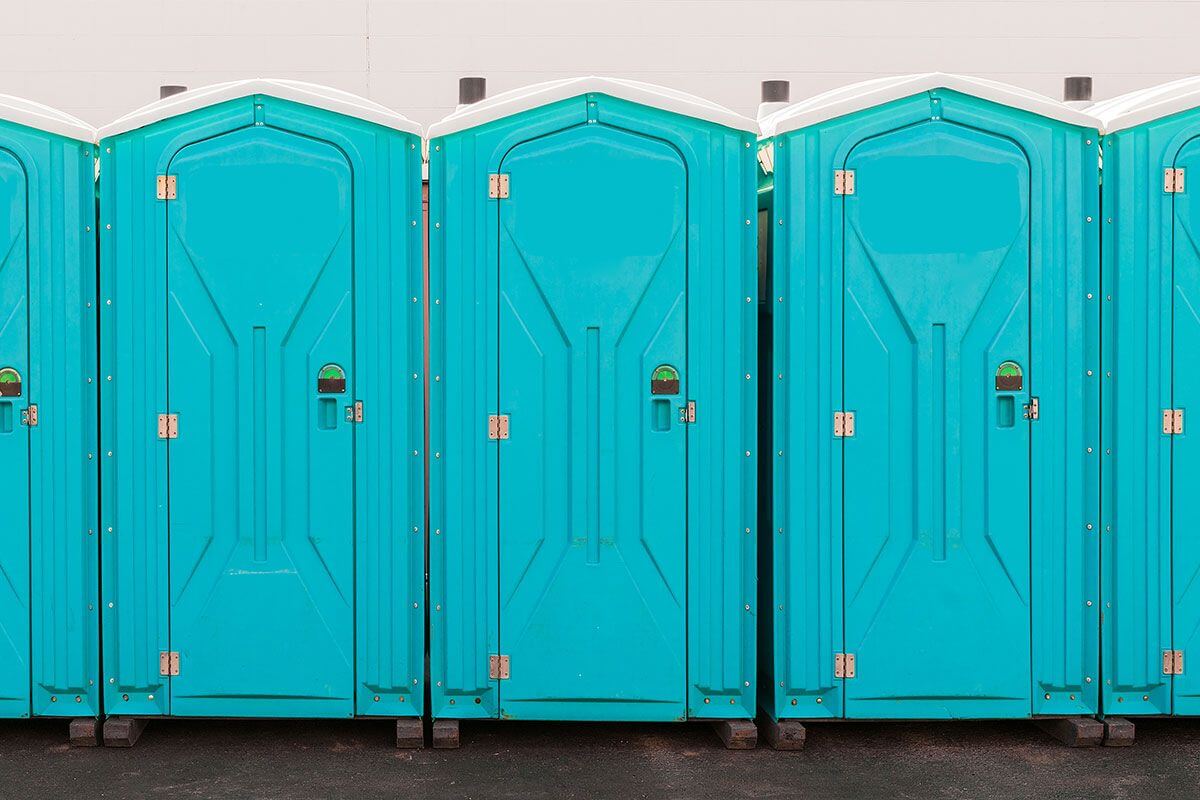 Industrial portable restroom units at a plant in Chesapeake, Virgina