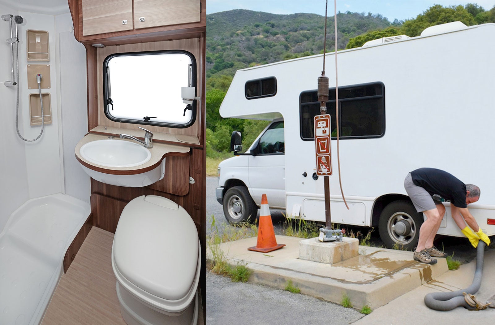 Portable RV/camper toilet and holding tank setup in Chesapeake, Virgina